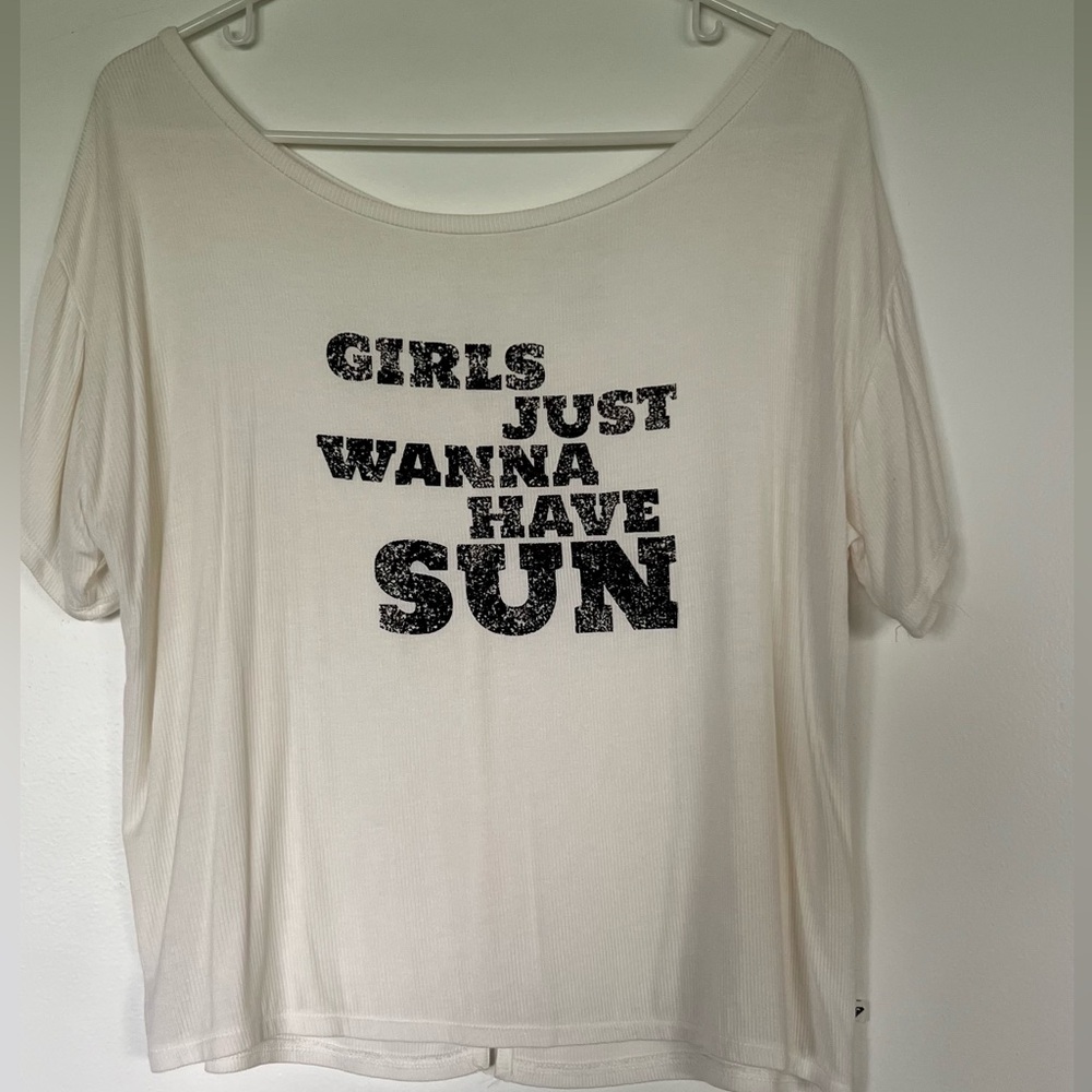 Roxy Off White Tee. Button Down Back. - image 1